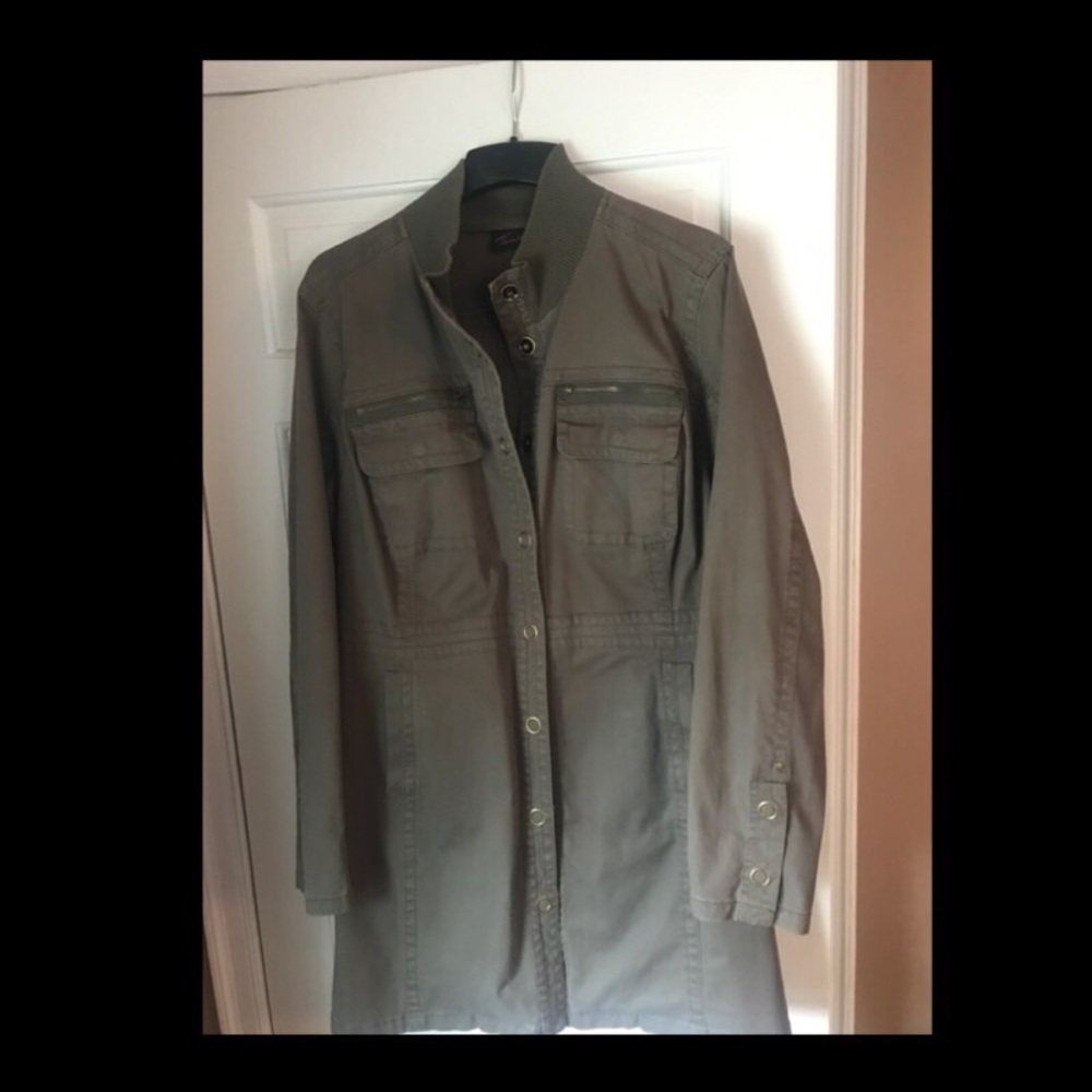 Army green longer length coat